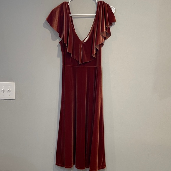 June & Hudson Velvet Dress in Rust Size M - Picture 3 of 7